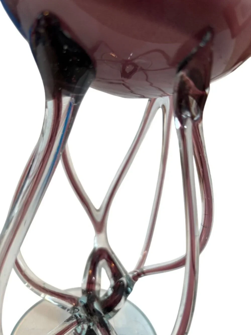 Hand-blown art glass pedestal bowl/vase, Jozefina Kronsno Jellyfish design, 1970